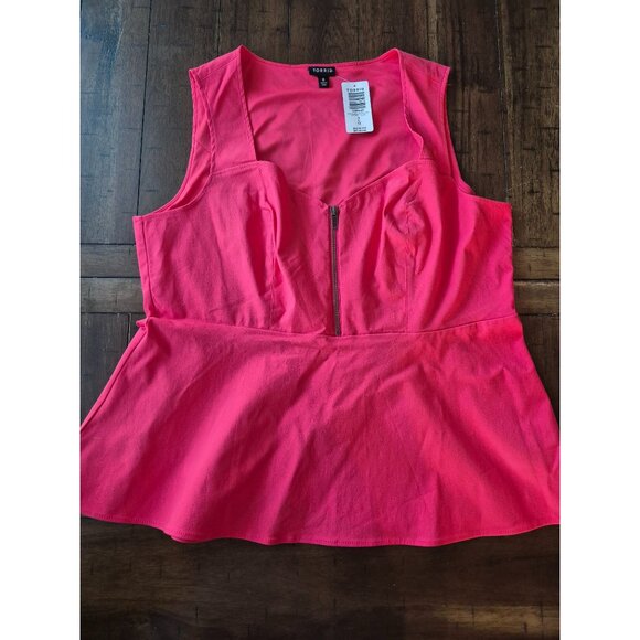 Torrid Red Bengaline Peplum Top With Zipper Front size L - Picture 1 of 6